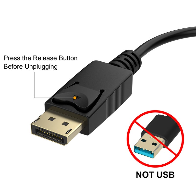 Moread DisplayPort (DP) to VGA Adapter, 2 Pack, Gold-Plated Display Port to VGA Adapter (Male to Female) Compatible with Computer, Desktop, Laptop, PC, Monitor, Projector, HDTV - Black - Image 4